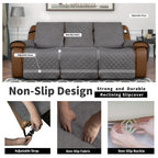 Easy-Going Oversized Recliner Sofa Cover, Reversible Couch Cover For 3 Seat Recliner, Split Sofa Cover For Each Seat With Elastic Straps For Kids, Dogs, Pets (3 Seater, Gray/Gray)