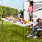 Zenstyle 6 Ft Adjustable Folding Table, Indoor Outdoor Portable Plastic Dining Card Table Utility Table For Camping Dining Event Party (71'X27', Rectangular)
