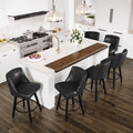 AMICLIBER Counter Height Swivel Bar Stools Set of 6, 26 Inch Bar Stools with Footrest, Faux Leather Upholstered Barstools with B