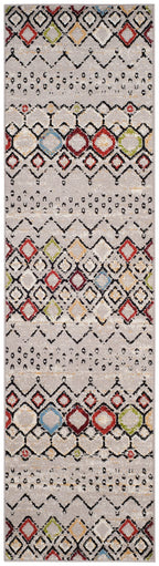 Safavieh Amsterdam Collection Runner Rug - 2'3'' X 10', Light Grey & Multi, Moroccan Boho Design, Non-Shedding & Easy Care, Idea