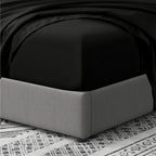 Cathay Home Twin Fitted Sheet - Double Brushed Ultra Soft – Wrinkle & Fade Resistant - 16' Deep Pocket Fitted Sheet Only - Good Fit For 14'-18' Deep Mattress (Twin, Black)