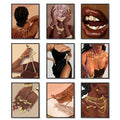 Tmvosn Black Girl Posters Wall Art Set of 9, Black African American Woman Canvas Wall Decor Paintings, Fashion Abstract Pictures