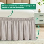 Biscaynebay Wrap Around Bed Skirts For King & Cal King Beds 16' Drop, Camel Grey Adjustable Elastic Dust Ruffles Easy Fit Wrinkle Resistant Silky Luxurious Fabric Machine Washable