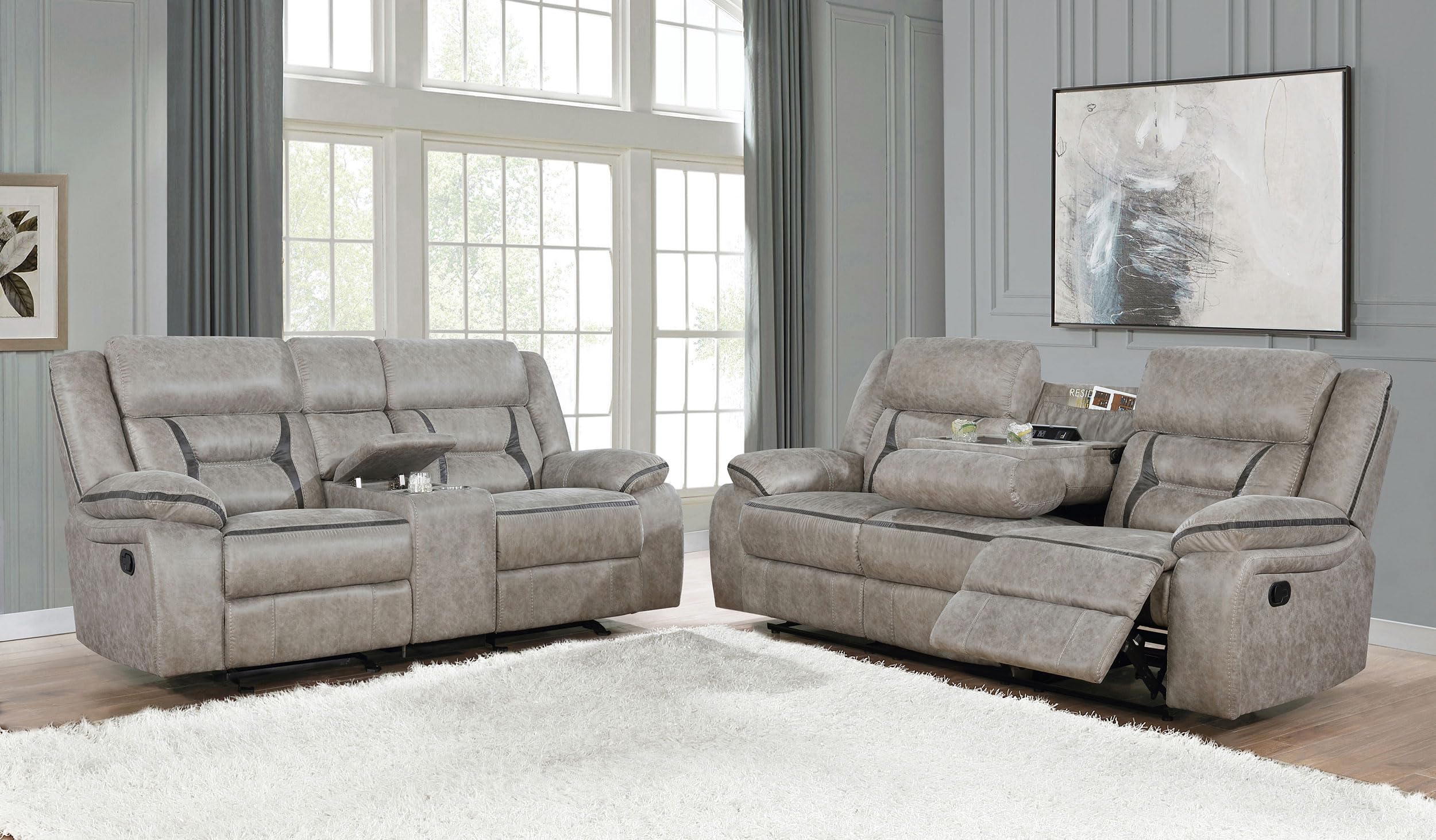 Coaster Greer 2-Piece Motion Sofa Set, Taupe