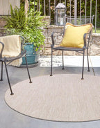 Unique Loom Outdoor Solid Collection Area Rug (7' 10'' Round Beige/Ivory)