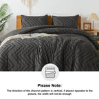 Litanika Dark Grey California King Comforter Set, 3 Pieces Cal King Oversized Chevron Tufted Boho Bedding Comforter Sets, Fluffy