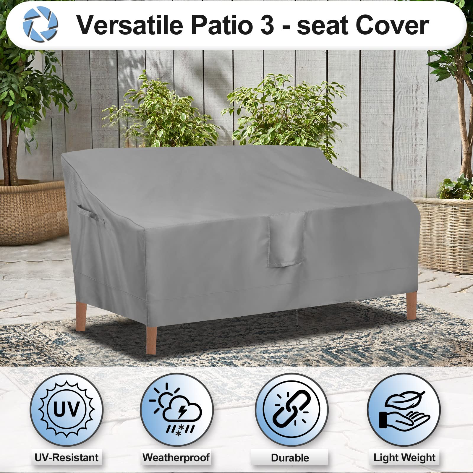 Outdoorlines Outdoor Waterproof Patio 3-Seater Couch Cover - Uv Resistant Patio Sofa Furniture Covers Weatherproof Heavy Duty Glider Covers For Outdoor Furniture, 76Wx32.5Dx33H Inches, Gray