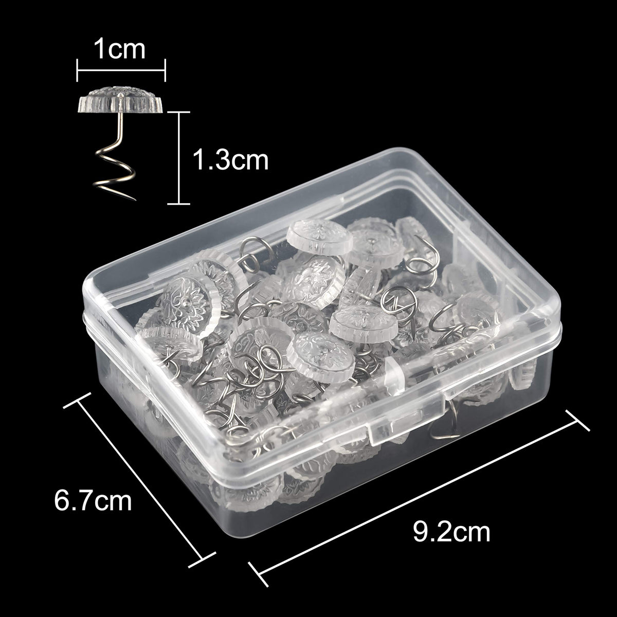 Kuuqa Upholstery Twist Pins Clear Heads Bed Skirt Pin For Hold Slipcovers And Bedskirts Decoration, 50 Pcs