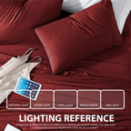 Cathay Home Essentials Ultra Soft Hypoallergenic Wrinkle Resistant Double Brushed Microfiber Bedding Sheet Set, Burgundy, Full