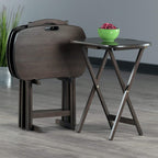 Ergode Wood Dylan 5-Piece Snack Table Set - Stylish Folding Tables, Durable X-Frame Base, Convenient Upright Stand, Easy Assembly, Perfect for Entertaining (Gray)