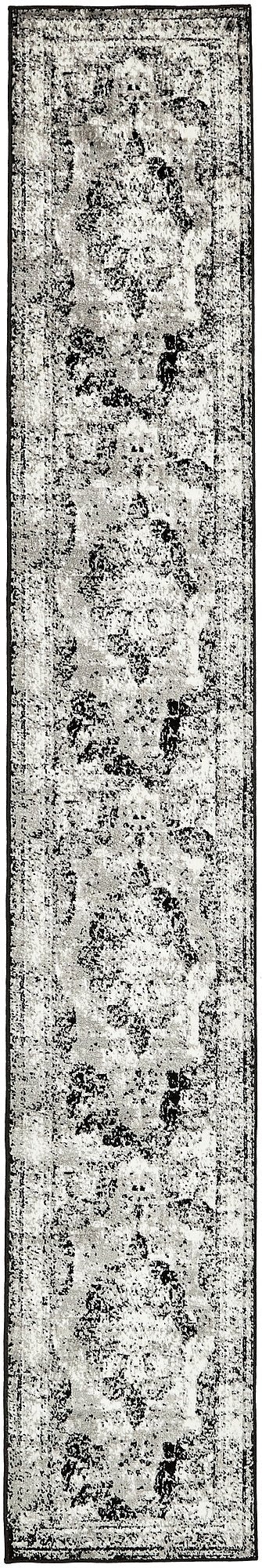 Unique Loom Sofia Collection Area Rug - Salle Garnier (2 x 13 1 Runner, Black/ Ivory)