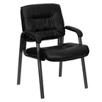 Flash Furniture Haeger Black LeatherSoft Executive Side Reception Chair with Titanium Gray Powder Coated Frame