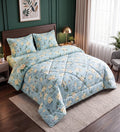 Green Floral 4 Pcs Comforter Set With Queen Size Bedsheet + 2 Pillow Covers