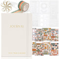 Zicoto Ultimate All-In-One Journaling Kit - Incl. Journal Notebook With Linen Hardcover And Dotted Pages, Stencils, Stickers, Wa