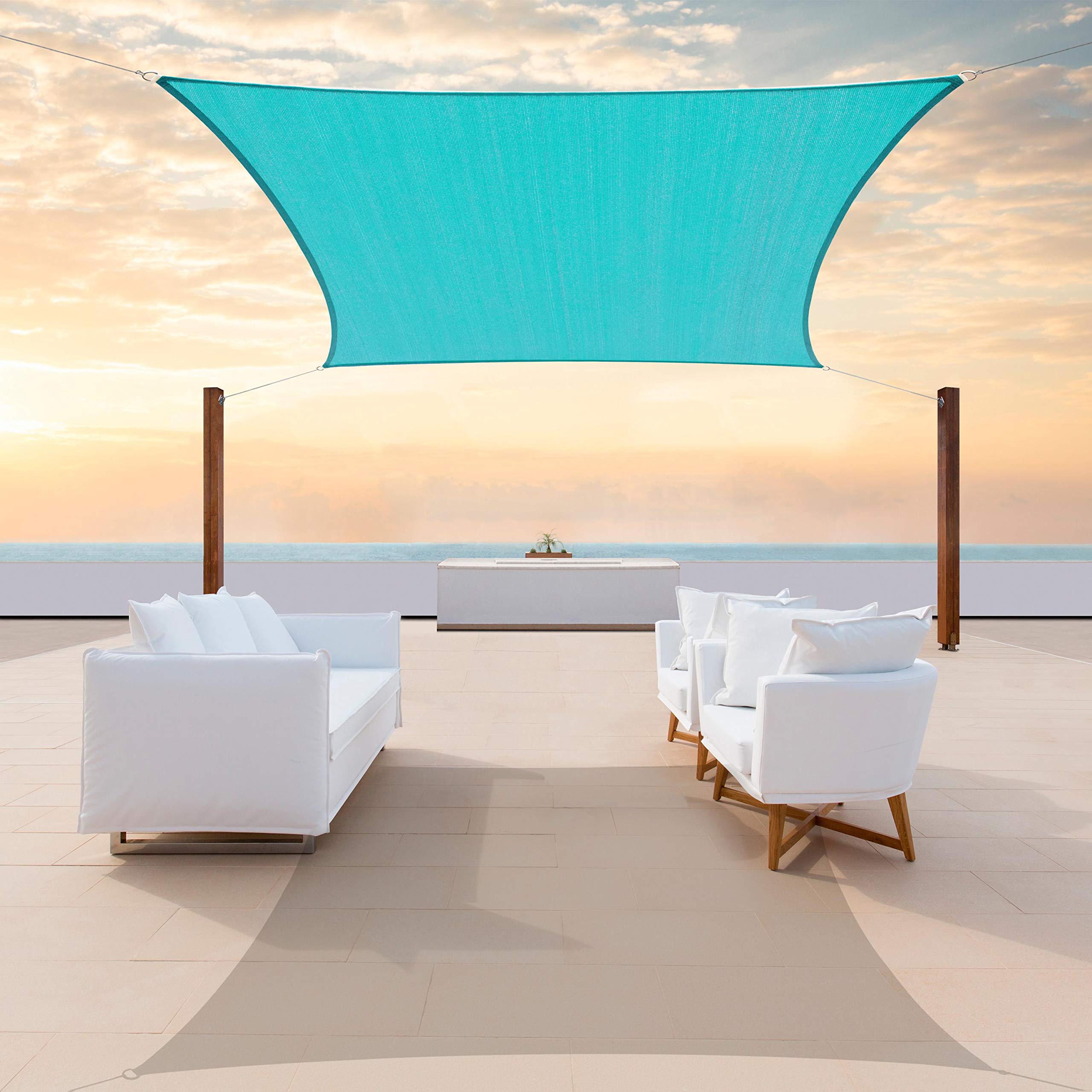 Colourtree Ctaps14 Custom Size 16' X 21' Turquoise Sun Shade Sail Canopy Uv Block  Rectangle - Commercial Standard Heavy Duty -