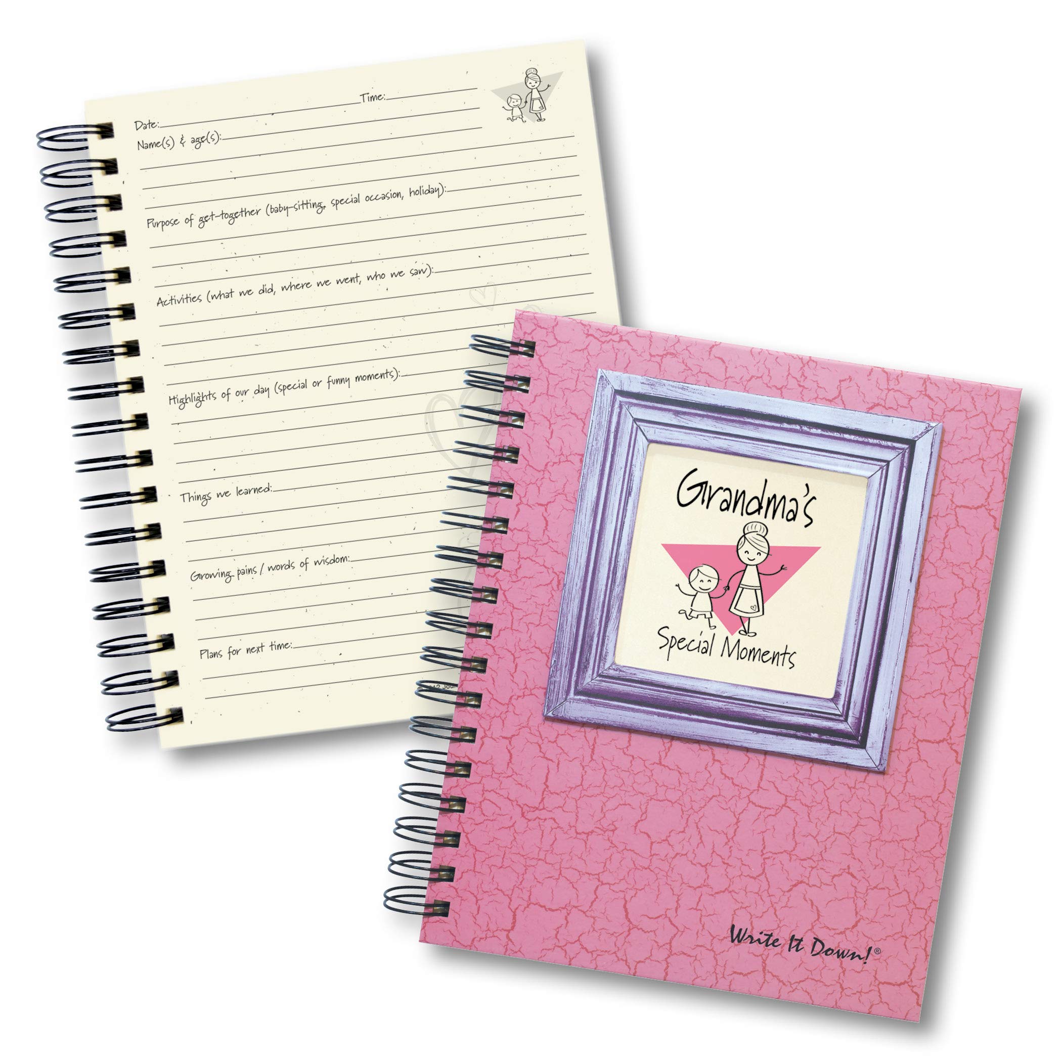 Write It Down Series By Journals Unlimited, Guided Journal, Grandma'S Special Moments Journal, Full-Size 7.5'X 9', Pink Hard C
