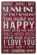 ARTCLUB You Are My Sunshine You Make Me Happy I Love You Metal Plate Sign, Vintage Phrase Poster Plaque Living Room Bedroom Home