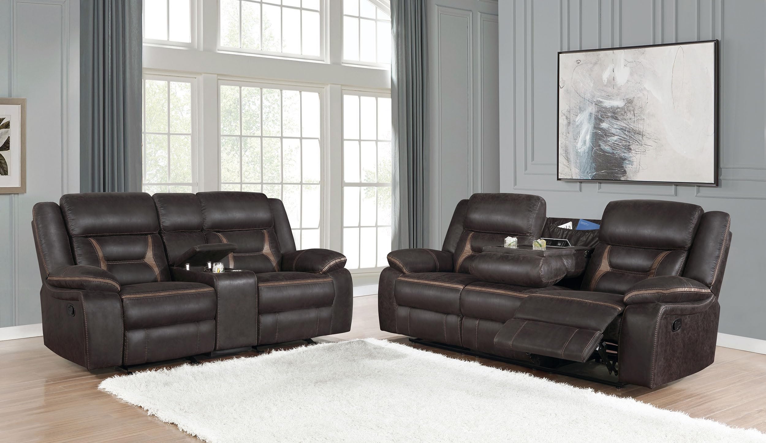 Coaster Greer 2-Piece Motion Sofa Set, Brown