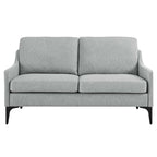 Modway Corland Upholstered Fabric And Metal Loveseat In Light Gray