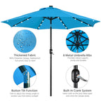Yaheetech 9Ft Solar Powered Patio Umbrella - Uv Protection Market Table Umbrella W/ 32 Led Lights & Push Button Tilt & Crank Lift System For Garden/Lawn/Deck/Backyard/Pool,Sky Blue