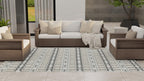 Mad Mats Geometric 5X8 Grey & White Outdoor Rug, Reversible Plastic Mat For Patio, Porch, Poolside, Mudroom, Camping, Rv, Deck