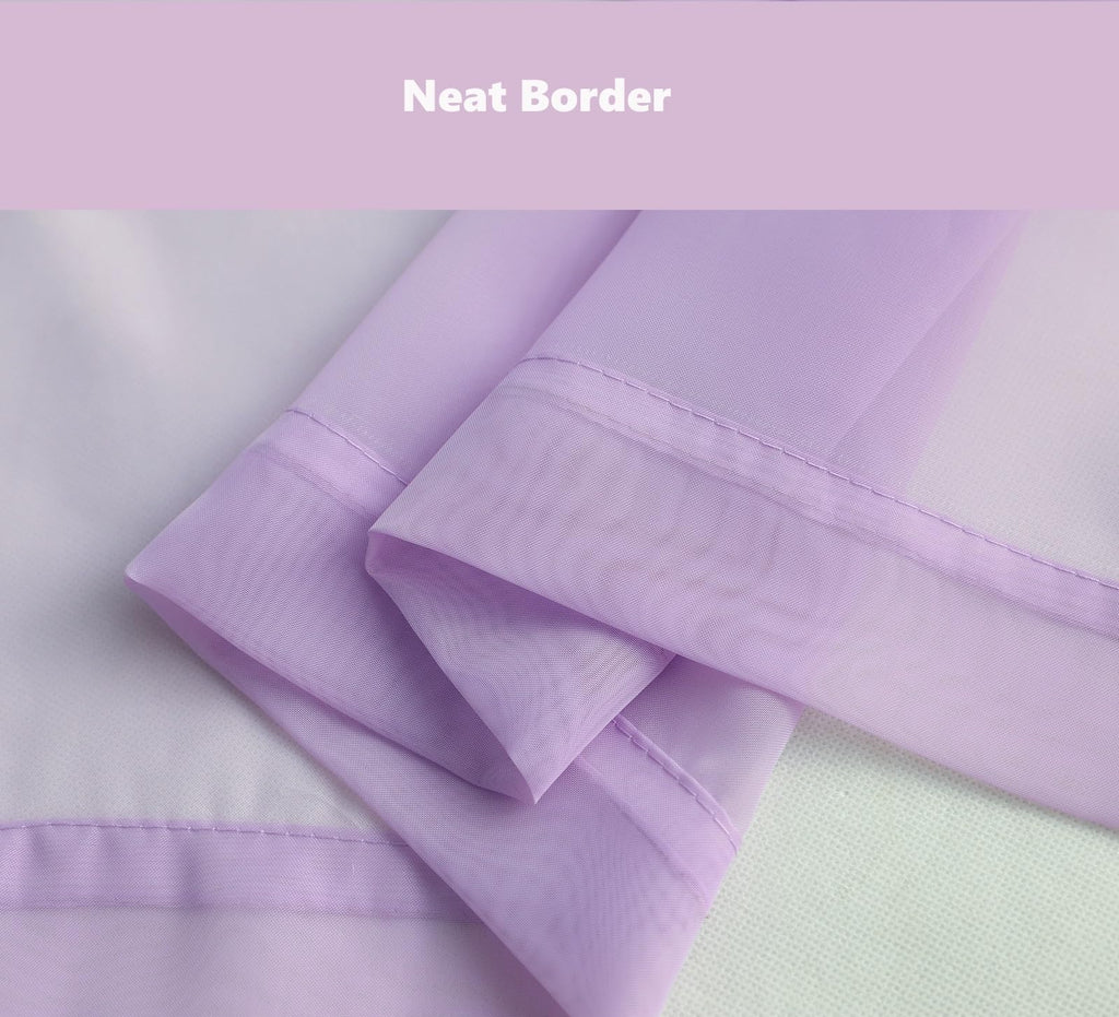 Pi Sheer Curtains,Valance Small Window Treatment Light Voile With Rod Pocket For Café/Kitchen/Bedroom/Living Room 2 Panels (W42Xl30,Violet Purple)