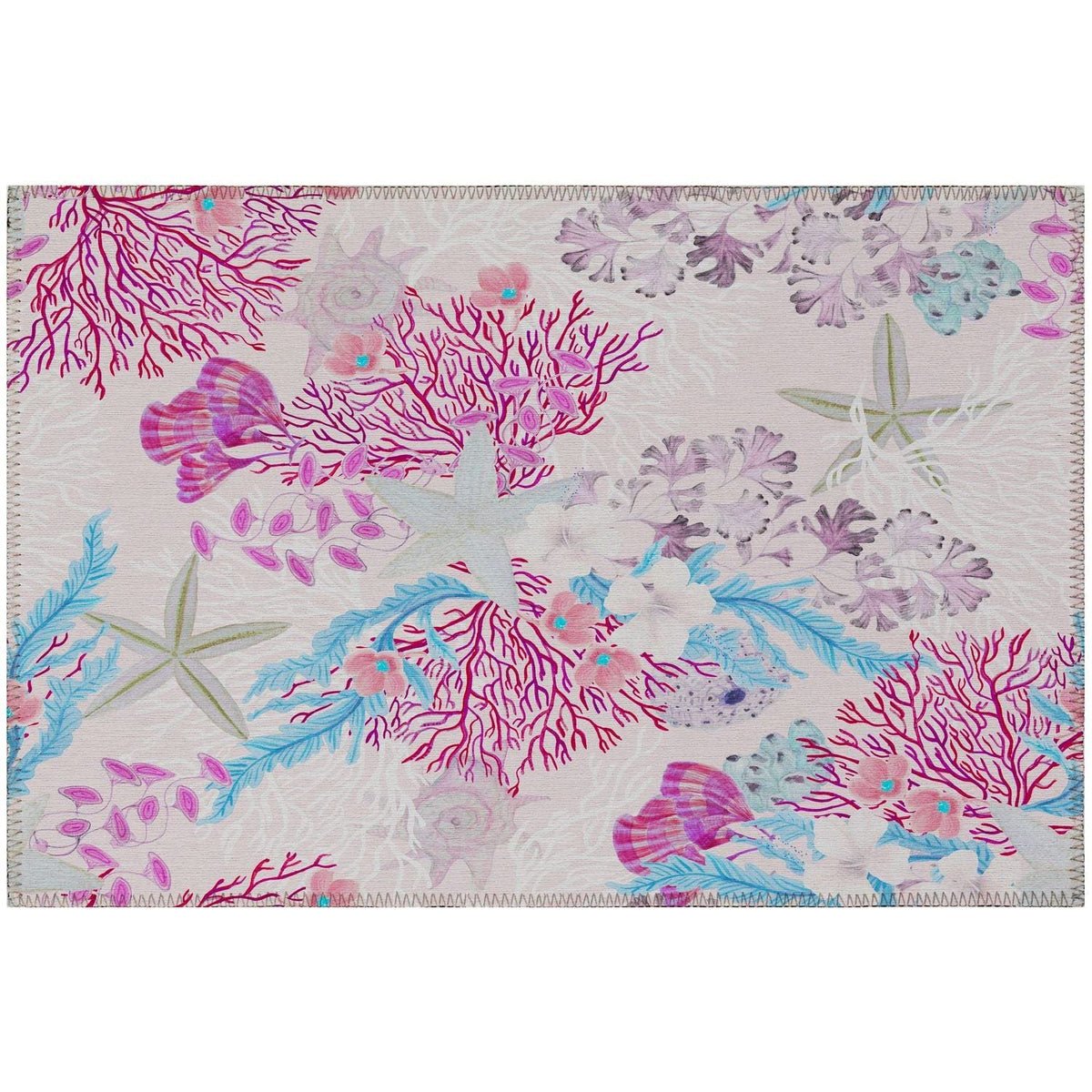 Seabreeze Sz1 Pink Coastal Rug Rectangle 8' X 10'