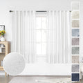 MEETBILY White Kitchen Curtains 45 Inch Length 2 Panels Set Back Tab Pocket Farmhouse Light Filtering Semi Sheer Short Linen Cur