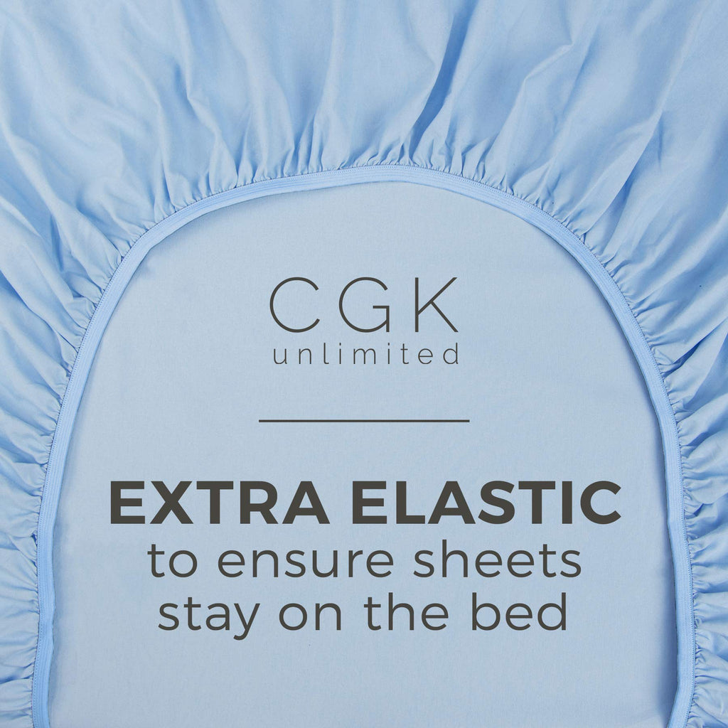 Queen Size Fitted Bed Sheet - Hotel Luxury Single Fitted Sheet Only - Fits Mattress Up To 16' - Extra Soft, Wrinkle Free, Breathable Sheet For Women, Men, Kids & Teens - Light Blue Single Fitted Sheet