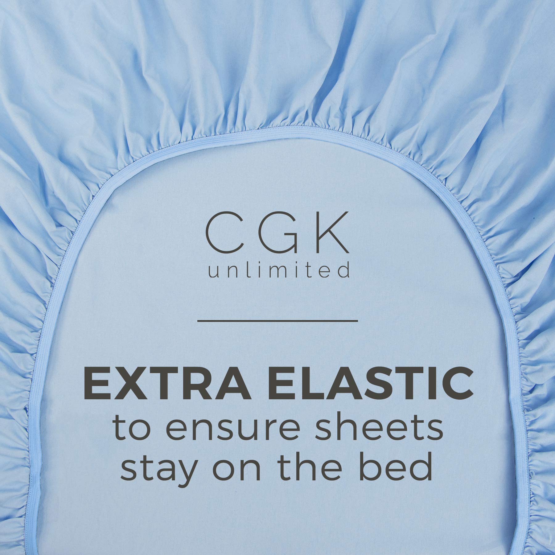Queen Size Fitted Bed Sheet - Hotel Luxury Single Fitted Sheet Only - Fits Mattress Up To 16' - Extra Soft, Wrinkle Free, Breathable Sheet For Women, Men, Kids & Teens - Light Blue Single Fitted Sheet