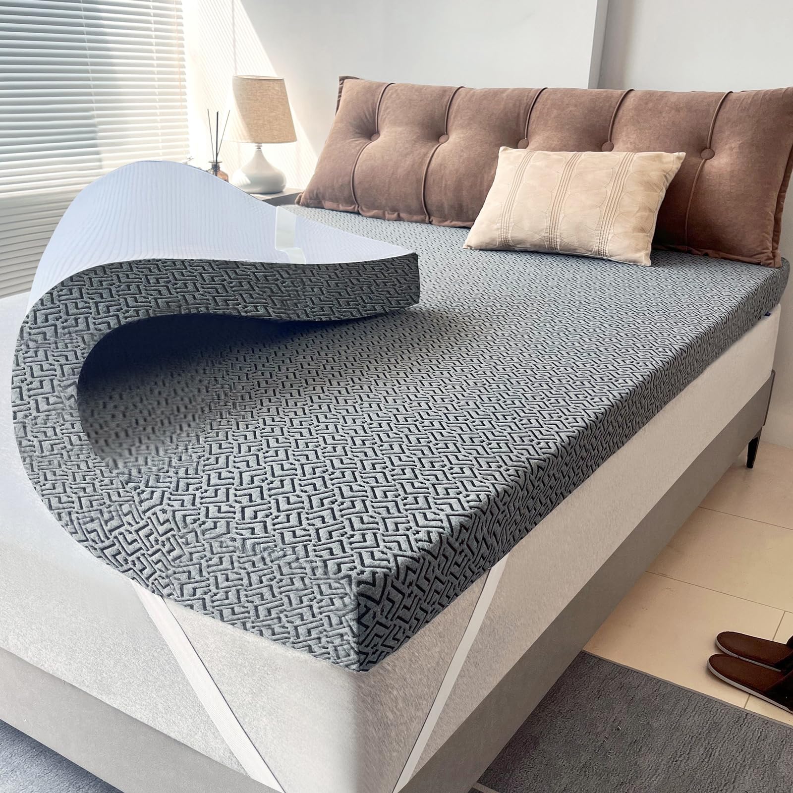 3 Inch Memory Foam Mattress Topper,Cooling Gel Infused High Density Full(54 'X75 ') Topper With Removable Skin-Friendly Cover,