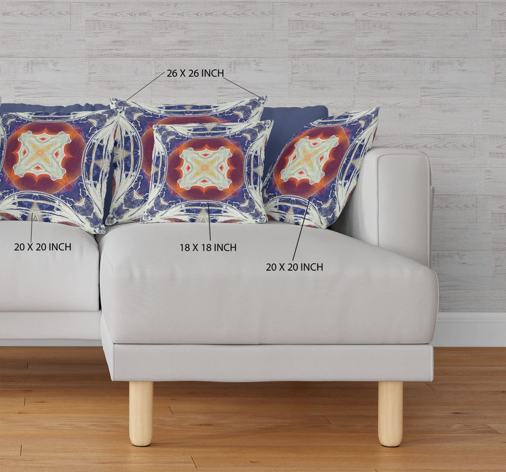 HomeRoots Indigo Orange Magenta White 16â€ Indigo White Geo Tribal Suede Throw Pillow