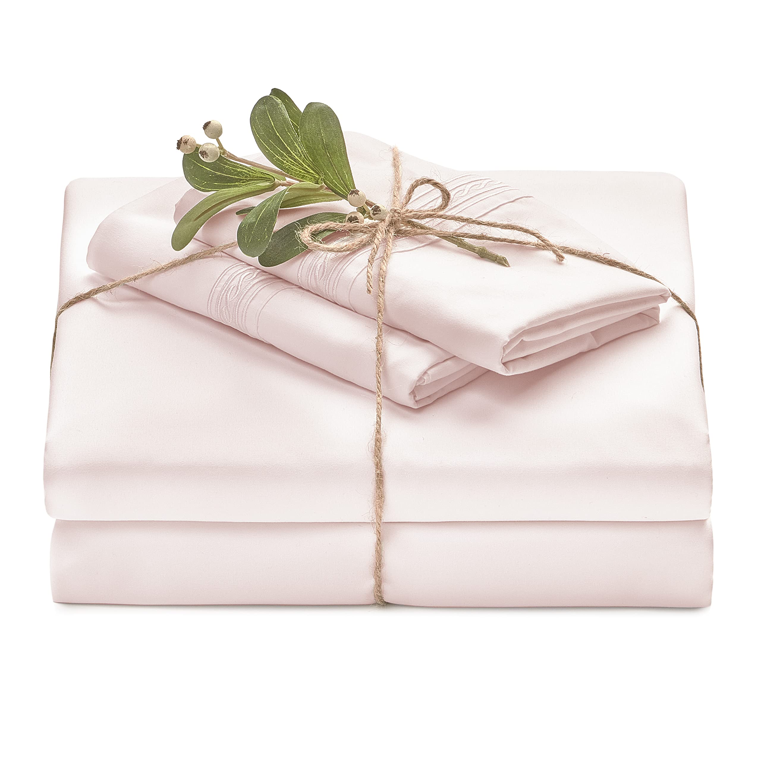 Chanasya Premium Soft Light Pink King Bed Sheets Set 4-Piece - Percale Microfiber - Fitted Sheet Flat Sheet And Pillow Cases - D