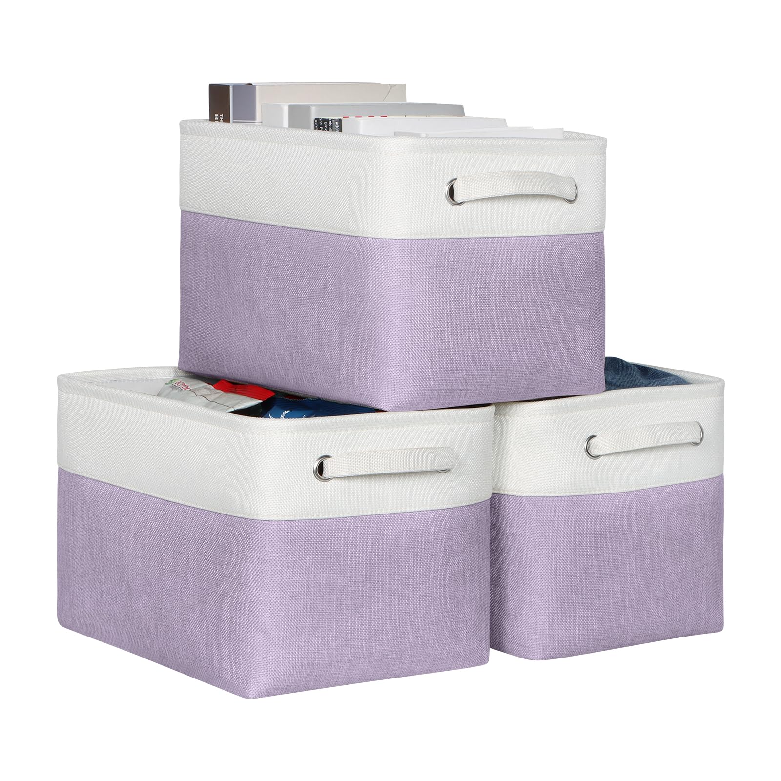 Kntiwiwo Foldable Storage Bins 15 x 10 x 9.5 Fabric Storage Basket Cube with Handles Large Linen Closet Organizer Bins for Organ