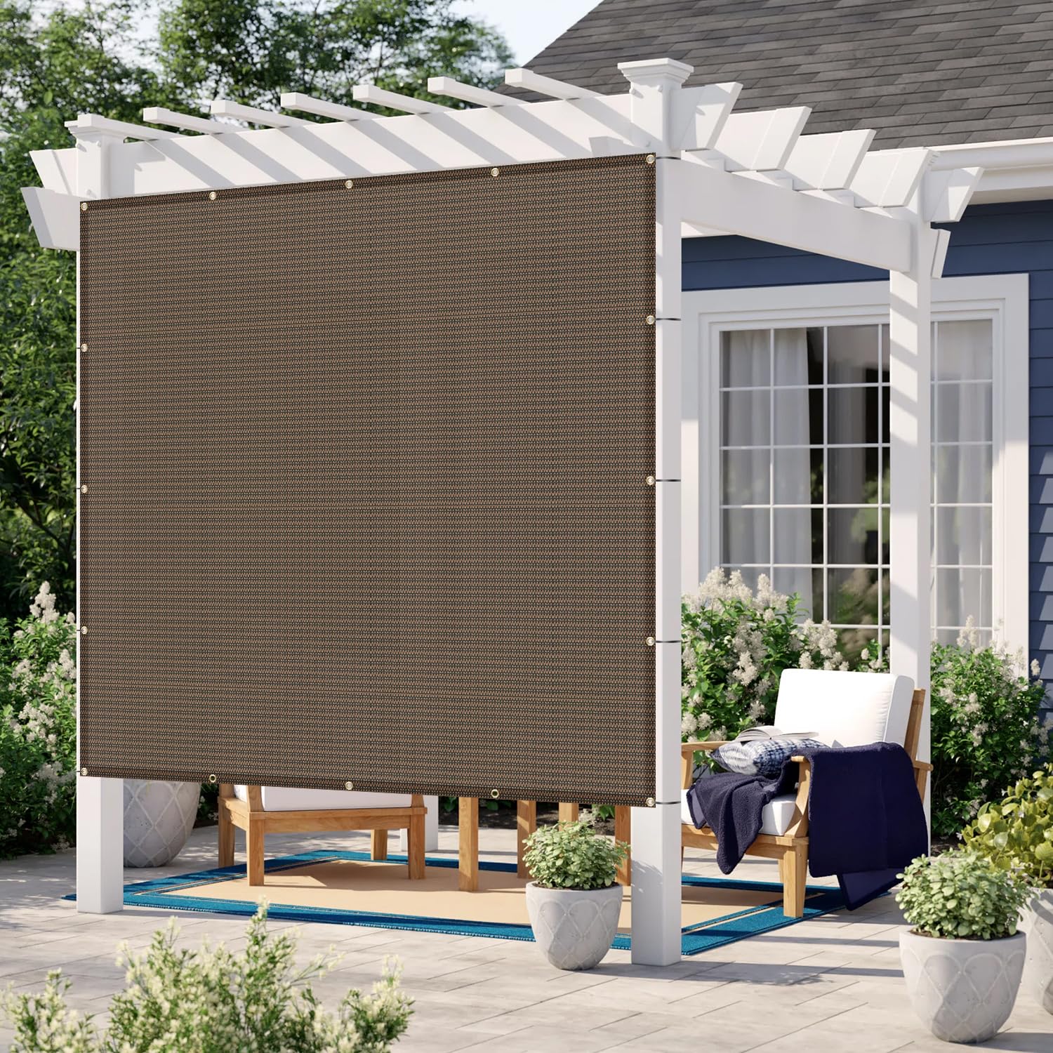 Love Story Custom Size 12X20 Ft Sun Shade Cloth With Grommets Pergola Shade Cover 95% Uv Protection For Patio Outdoor, Brown (Cu