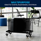 Flash Furniture Kaden L-Shaped Folding Chair Dolly for Large Events, Commercial Grade Steel Folding Chair Cart, Holds up to 36 Chairs, Black
