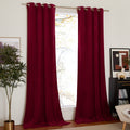 Nicetown Christmas Red Velvet Curtains Drapes, Super Soft Luxury Velvet Grommet Top Room Darkening Drapes For Home Decor (1 Pair