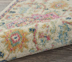 HomeRoots Ivory/Pink 100% Polypropylene 5’ Round Ivory and Pink Medallion Area Rug