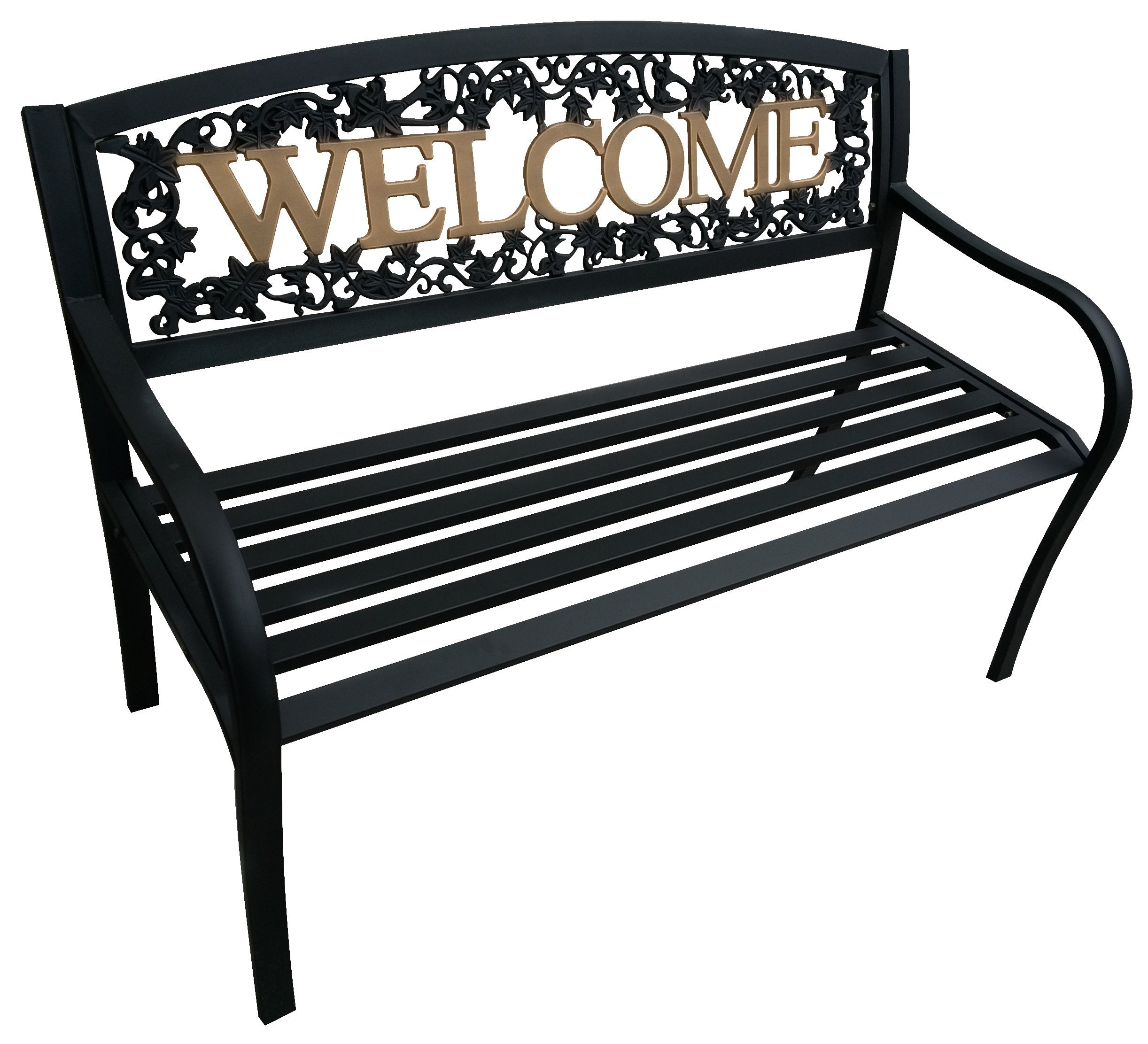 Leigh Country TX 94108 Black and Gold Welcome Bench