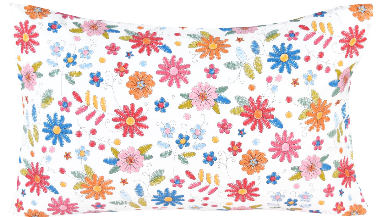 Scientific Sleep Twin Bed Sheet Set, 100% Cotton, Colorful Floral Design, 3 Pcs Includes Flat & Fitted Sheet, Pillowcase, Kids Bedding