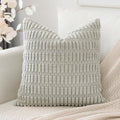 Otostar Corduroy Decorative Throw Pillow Covers 22X22 Inch Super Soft Boho Striped Square Pillow Covers Case Modern Cushion Covers For Sofa Couch Bedroom Car Decor Light Grey