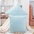 Madizz Set Of 2 Super Soft Velvet Decorative Throw Pillow Covers 22X22 Inch Light Blue Square With Texture Luxury Style Cushion