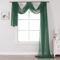 DONREN Dark Hunter Green Sheer Window Scarf Valance - Luxury Soft Semi Sheer Scarf for Window Wedding Arch Sheer Curtains Scarf 