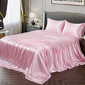 Vonty Satin Sheets King Size Silky Soft Satin Bed Sheets Pink Satin Sheet Set, 1 Deep Pocket Fitted Sheet + 1 Flat Sheet + 2 Pil