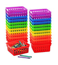 4E'S Novelty 12 Pack Small Classroom Storage Baskets, Square 4.5' Sturdy Plastic Colorful Crayon & Pencil Container, Organizer