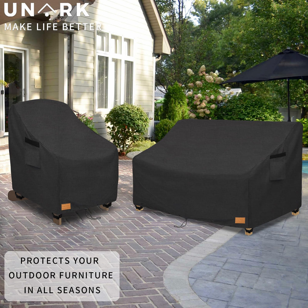 Unark Outdoor 3-Seater Sofa Cover,Waterproof Heavy Duty Patio Furniture Covers,76W X 33D X 32H Inches Outdoor Couch Cover,Patio Sofa Covers For Outdoor Furniture Waterproof,Black