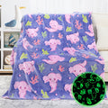 Kivee Cute Axolotl Blanket Glow In The Dark Blanket Axolotl Gifts Toys For Girls Birthday Axolotl Room Decor 60'X80'