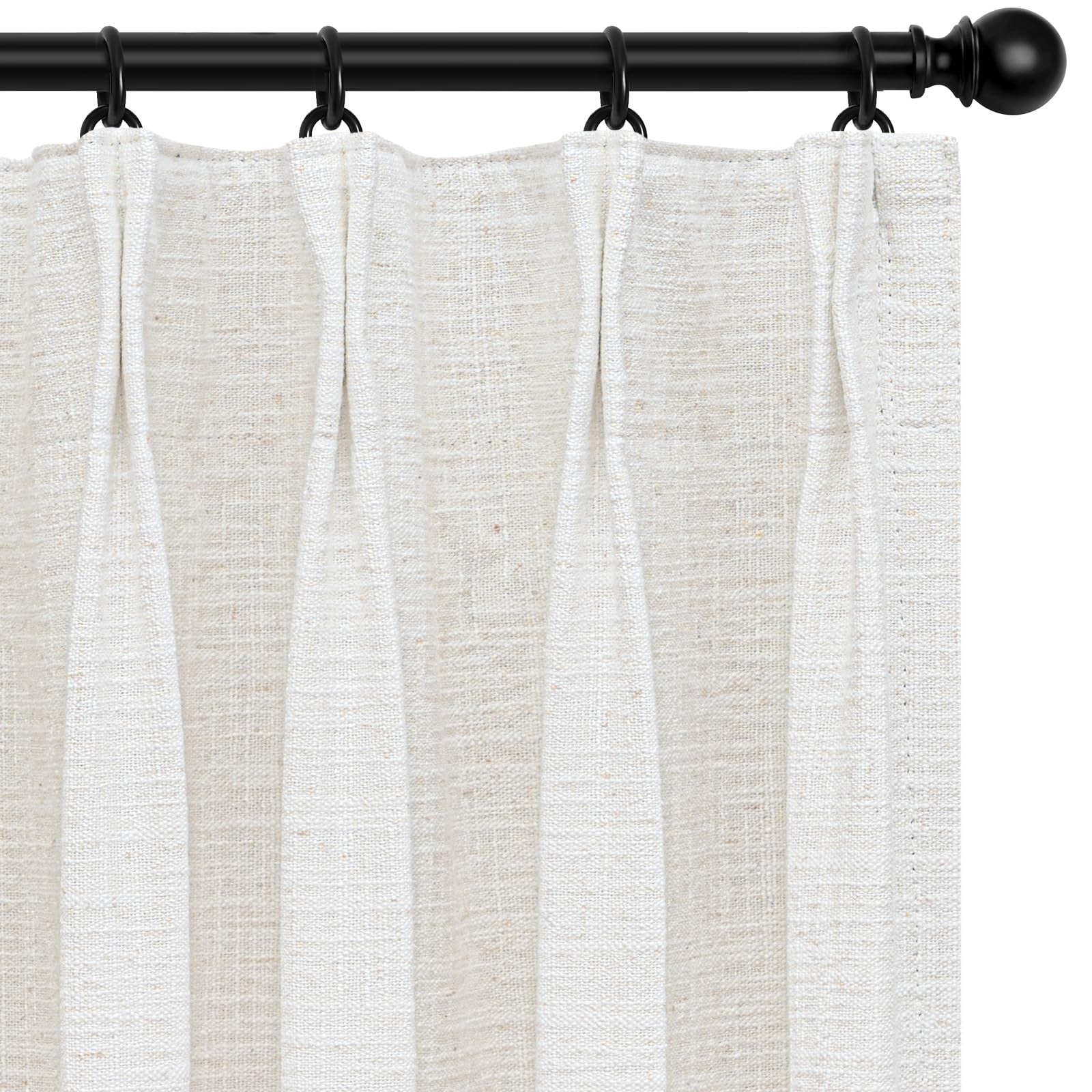INOVADAY Pinch Pleated Curtains Blackout, Linen Pleated Blackout Curtains 96 inches Long, 100% Blackout Curtains for Bedroom, Th
