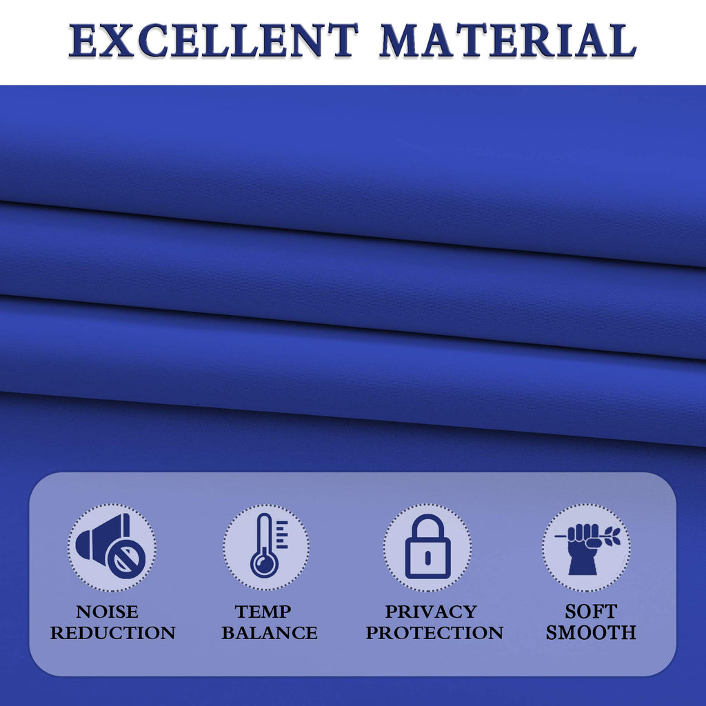 DONREN 48" Deep Blue Blackout Curtains - Thermal Insulated Rod Pocket Panels, 52"W x 48"L (Pack of 2) for Kids Room