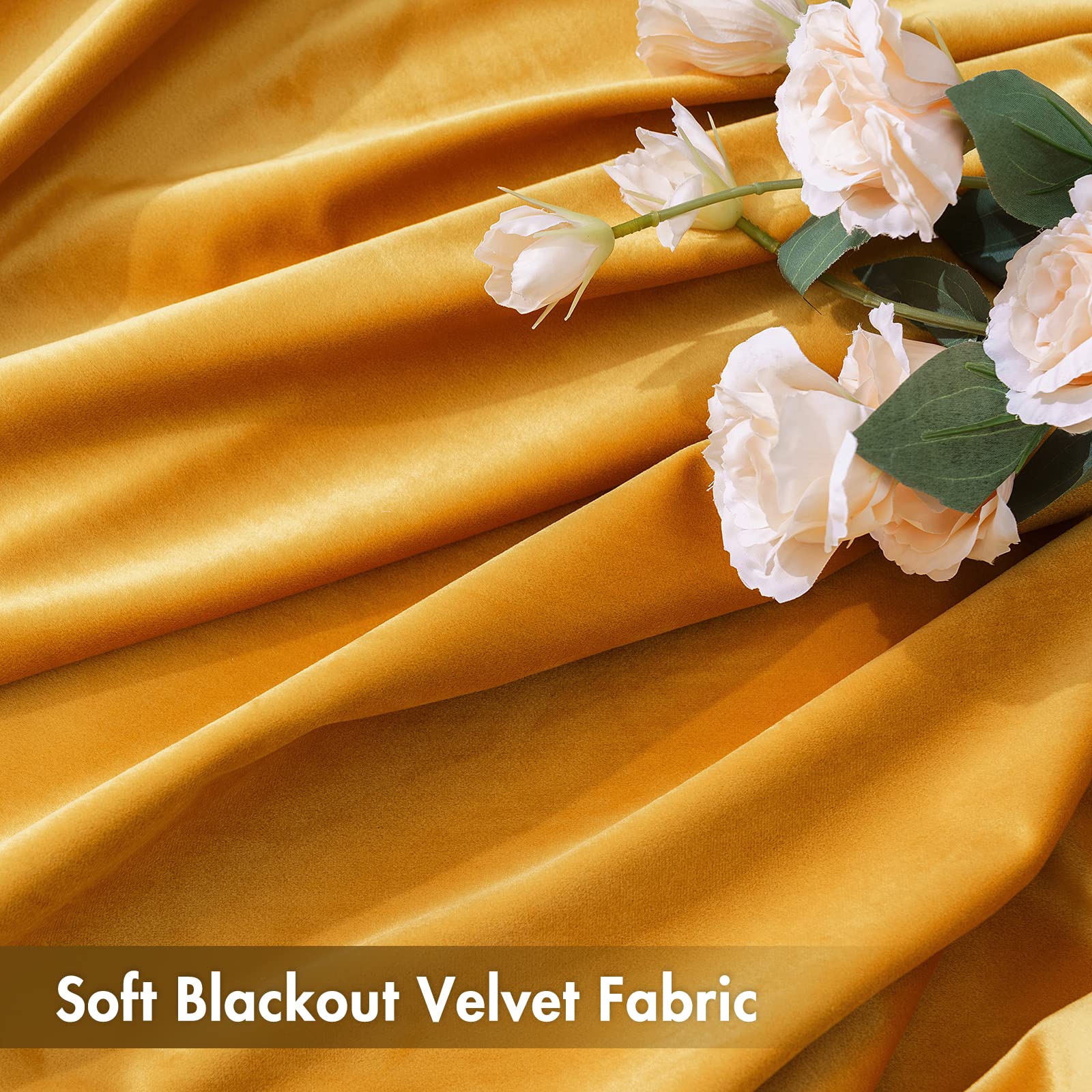 Miulee Mustard Yellow Velvet Curtains Thermal Insulated Blackout Curtain Drapes For Bedroom Living Room Darkening 108 Inches Long Curtains Panels Rod Pocket Set Of 2